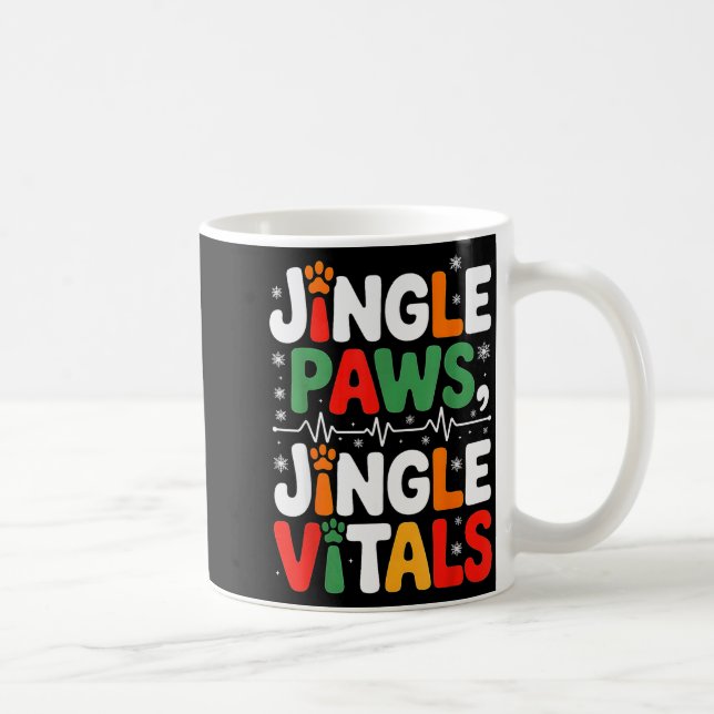 Caneca De Café Jingle Paws Jingle Vitals Funny Vet Nurse Xmas  (Direita)