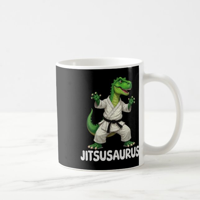 Caneca De Café Jitsusaurus Dinosaur Karate Martial Arts Fun Enthu (Direita)