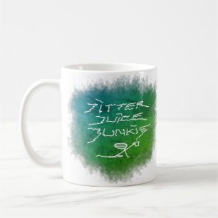Caneca De Café Jitter Juice Junkie - arte de café em branco.  
