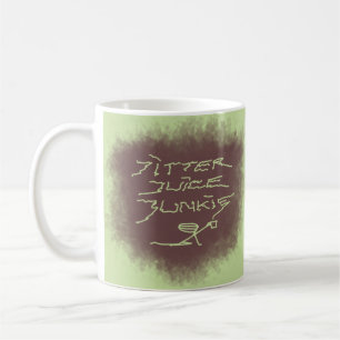 Caneca De Café Jitter Juice Junkie - arte de café verde.
