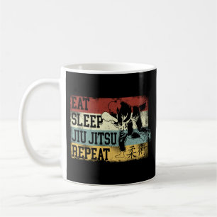 Caneca De Café Jiu Jitsu Bjj Eat Sleep Jiu Jitsu Repete Retro