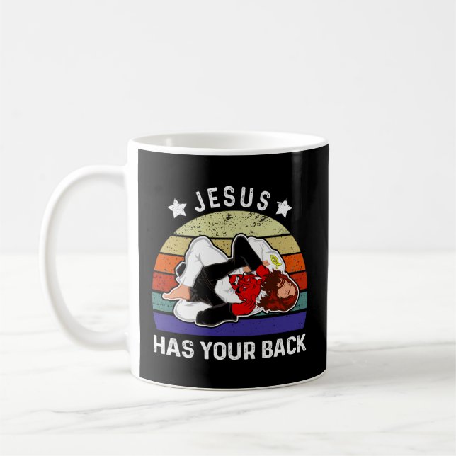Caneca De Café Jiu Jitsu Jesus tem as costas (Esquerda)