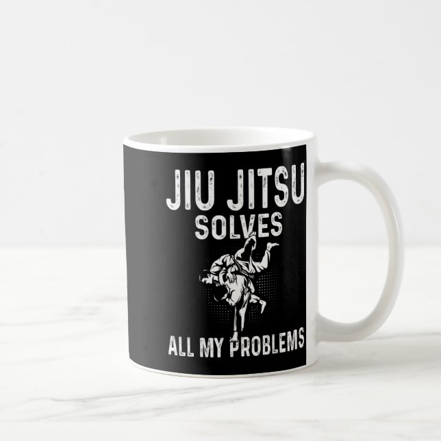 Caneca De Café Jiu Jitsu resolve problemas - Engraçado Jiu Jitsu  (Direita)