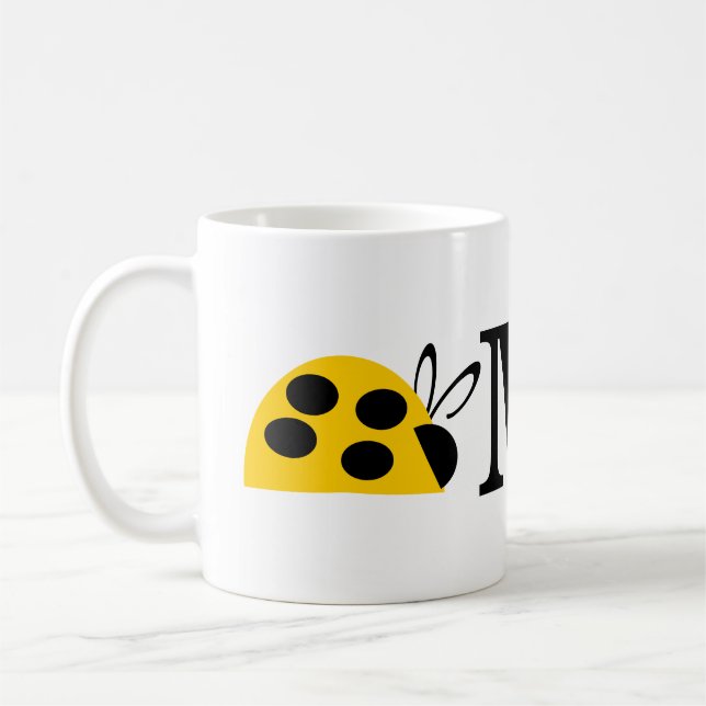 Caneca De Café Joaninha Amarela Fofa Personalizada (Esquerda)