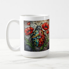 Caneca De Café Joaninha de vidro colorido vibrante flor de papoul