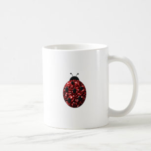 Caneca De Café Joaninha vermelha escura com brilho falso faisca