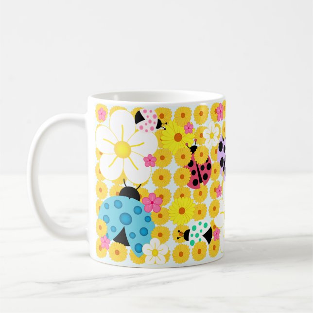 Caneca De Café Joaninhas e Flores (Esquerda)