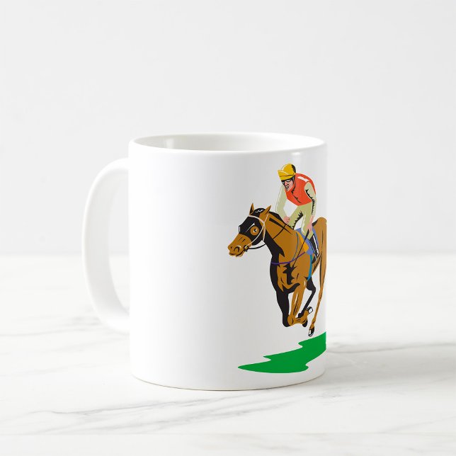 Caneca De Café Jockey de Corrida de Cavalos Galopando (Criador carregado)