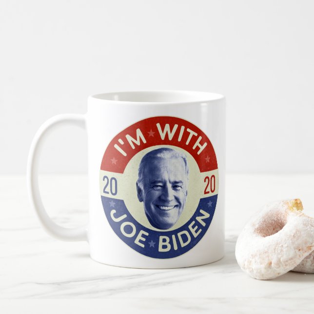 Caneca De Café Joe Biden para Presidente 2020 Foto Retro Democrat (Com Donut)