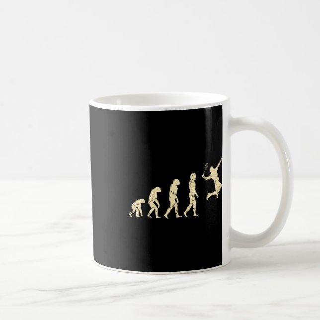 Caneca De Café Jogador de Badminton Evolution Peteca Raquete  (Direita)