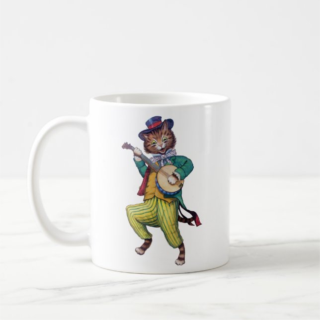 Caneca De Café Jogador de Banjo (Guitarra) Cat, Louis Wain (Esquerda)