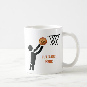 Caneca De Café Jogador de basquete com bola personalizada