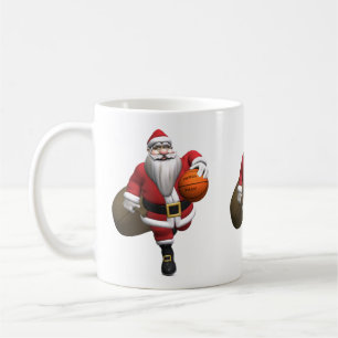 Caneca De Café Jogador de Basquete do Papai Noel