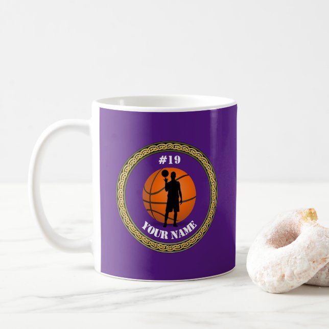 Caneca De Café Jogador de Basquete Mug - Adicionar Nome e Número (Com Donut)