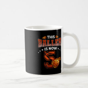 Caneca De Café Jogador de basquete para 5 Birthday Boys Oferece 5