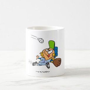 Caneca De Café Jogador de Beisebol Pegando Bola em Meio à Mergulh