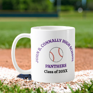 Caneca De Café Jogador de Beisebol Personalizado do Ensino Médio