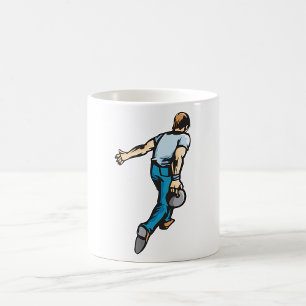 Caneca De Café Jogador de Boliche Retro Lançando Bola