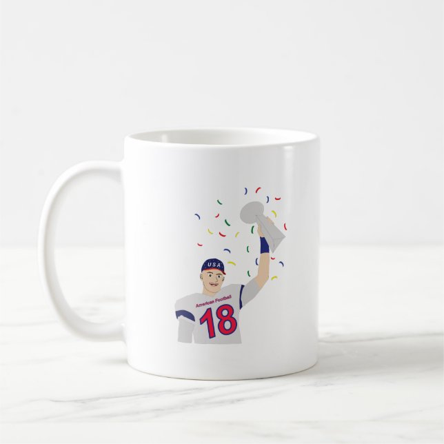 Caneca De Café Jogador de futebol americano levantando o troféu (Esquerda)