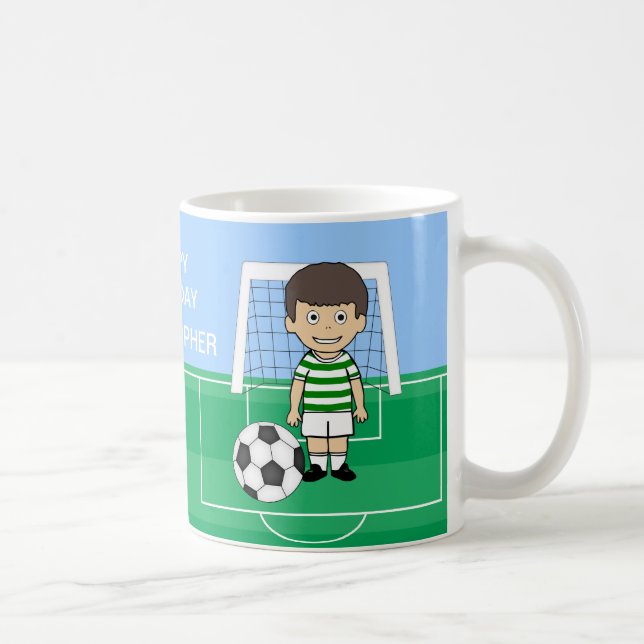 Caneca De Café Jogador de futebol bonito, saltos brancos verdes (Direita)