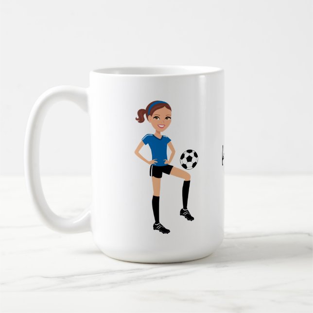 Caneca De Café Jogador de futebol da menina personalizado (Esquerda)