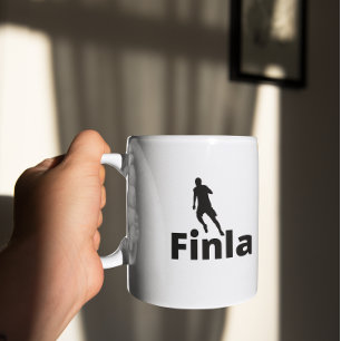 Caneca De Café Jogador de futebol finlandês usando ponto como bo