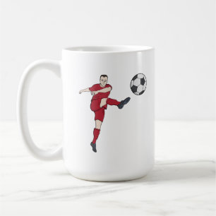 Caneca De Café Jogador de Futebol Retrô Chutando Bola em Ação de 
