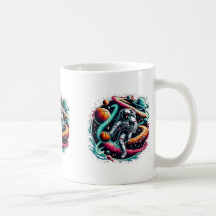 Caneca De Café Jogador de Galáxia Legal Astronauta no Esboço