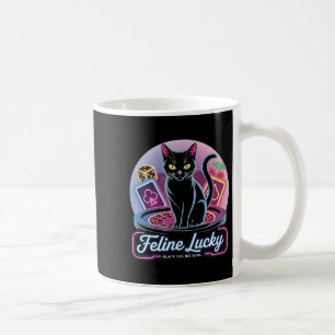 Caneca De Café Jogador de Gatos de Casino de Jogo Feline Lucky &a