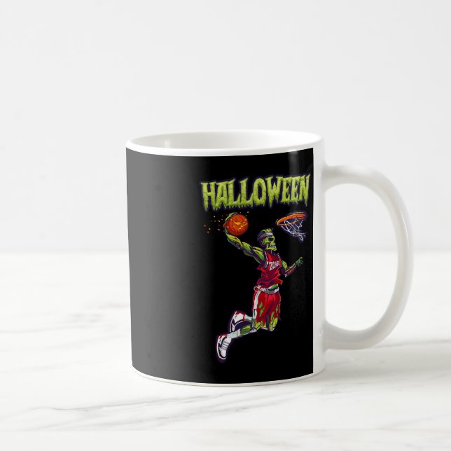 Caneca De Café Jogador de Halloween Pumpk do Jogador de Basquete  (Direita)