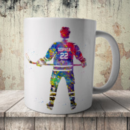 Caneca De Café Jogador de Hóquei Colorido
