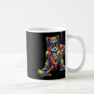 Caneca De Café Jogador de Hóquei de Gato Colorido com Sorvete Dri