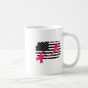 Caneca De Café Jogador de Hóquei Laço Rosa Bandeira EUA Câncer de