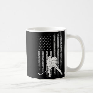 Caneca De Café Jogador de hóquei no gelo patriota bandeira americ