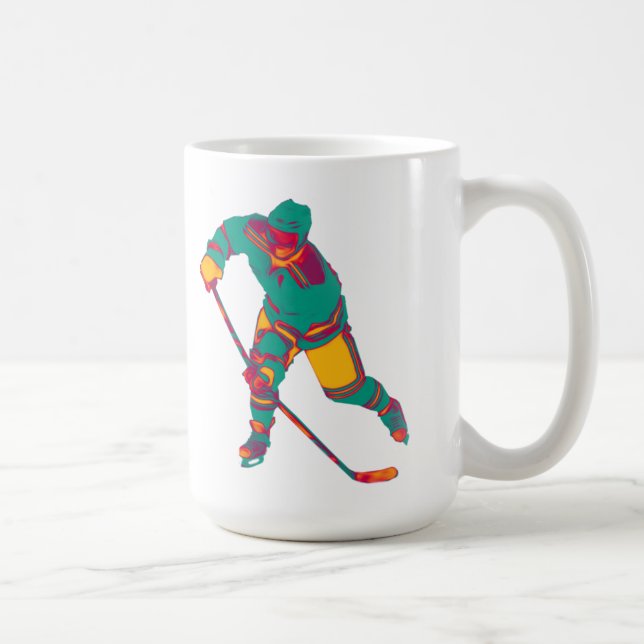 Caneca De Café Jogador de Hóquei no Gelo (teal), Mug Personalizad (Direita)