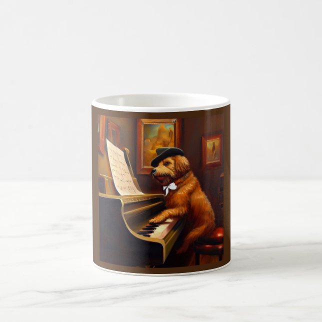Caneca De Café Jogador de Piano de Cães (Centro)