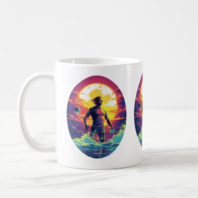 Caneca De Café Jogador de Polo Aquático Colorido (Esquerda)
