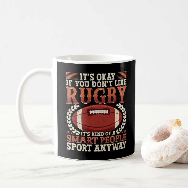 Caneca De Café Jogador De Rugby Meio Que Uma Pessoas Inteligente  (Com Donut)