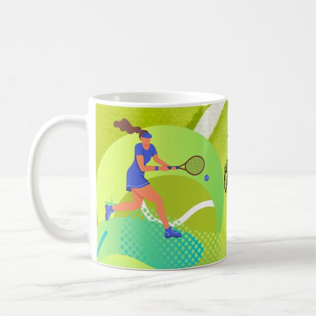 Caneca De Café Jogador de tênis com raquete e bola Aniversário (Esquerda)