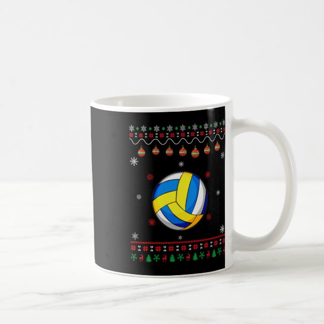 Caneca De Café Jogador de Voleibol Design Ugly Xmas Correspondend (Direita)