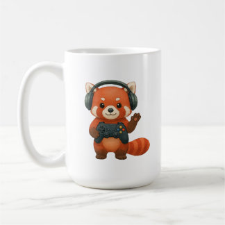 Caneca De Café Jogador Red Panda, Controladora de jogos e Fones d