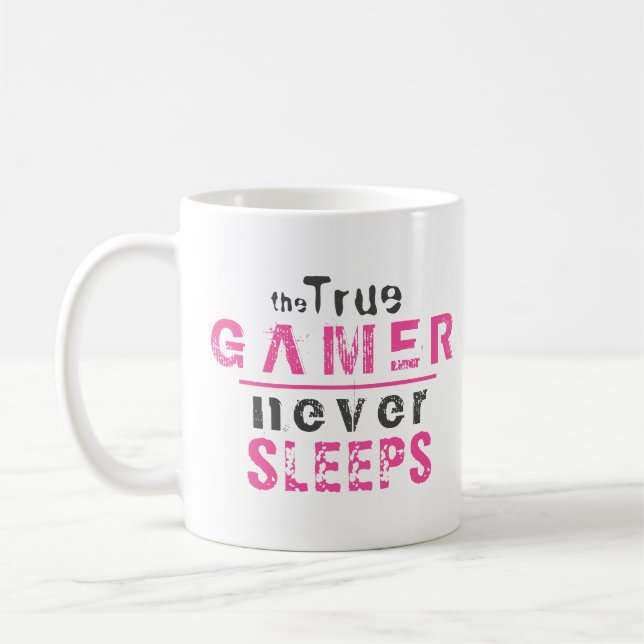 Caneca De Café Jogador Verdadeiro Nunca Dorme Jogador Rosa (Esquerda)