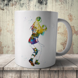 Caneca De Café Jogadora de Futebol Americano Feminino de Bandeira