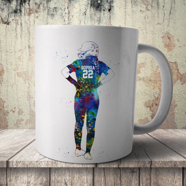 Caneca De Café Jogadora de Softbol Feminino (Criador carregado)