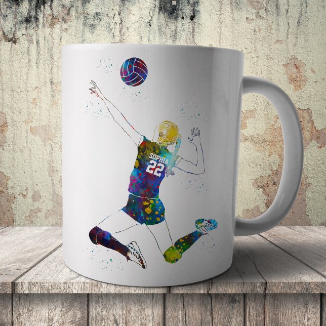 Caneca De Café Jogadora de Volei Feminina (Criador carregado)