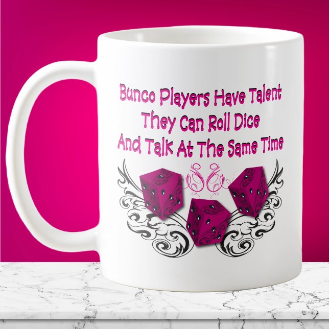 Caneca De Café jogadores de bunco têm talento #2 (Bunco Player Mug - Funny quote with Bunco Dice. Great for coffee, tea or other favorite drink. )