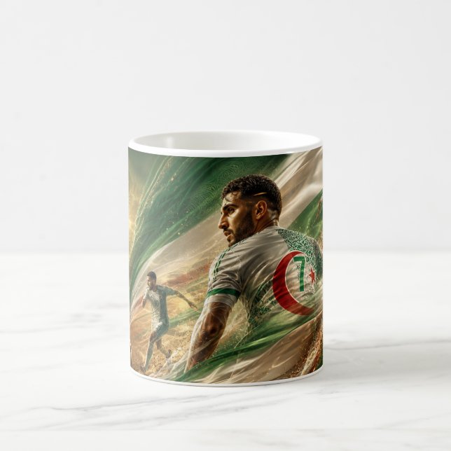 Caneca De Café Jogadores de Futebol da Argélia em Movimento Dinâm (Centro)