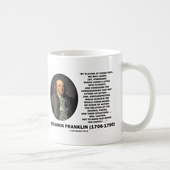Caneca De Café Jogando citações de Benjamin Franklin do cuidado (Direita)
