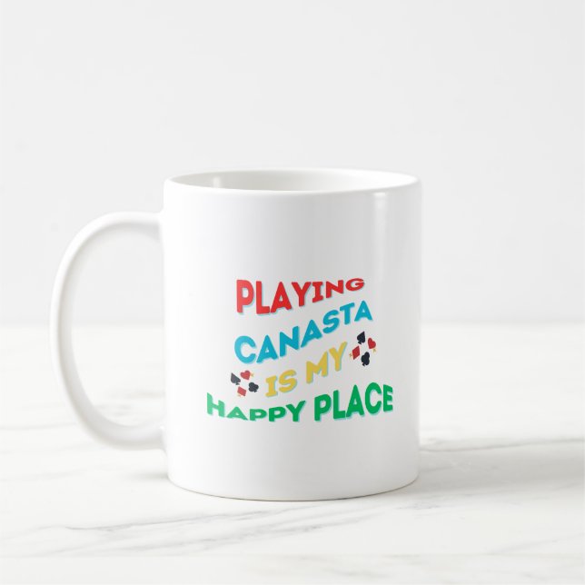 Caneca De Café Jogar Canastra É Meu Lugar Feliz (Esquerda)