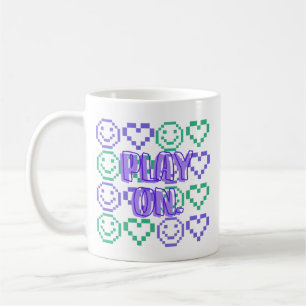 Caneca De Café Jogar & Estilo de Jogo Elementos Pixelados